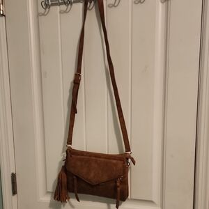 Brown Crossbody Bag with Tassel (D-17)